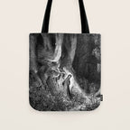 Walking In Dark Forest Divine Comedy Dante Gustave Dore Tote Bag Gallery Image 1