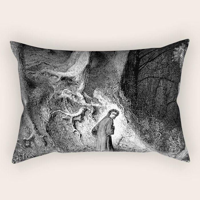 Walking In Dark Forest Divine Comedy Dante Gustave Dore Rectangular Pillow Gallery Image 2