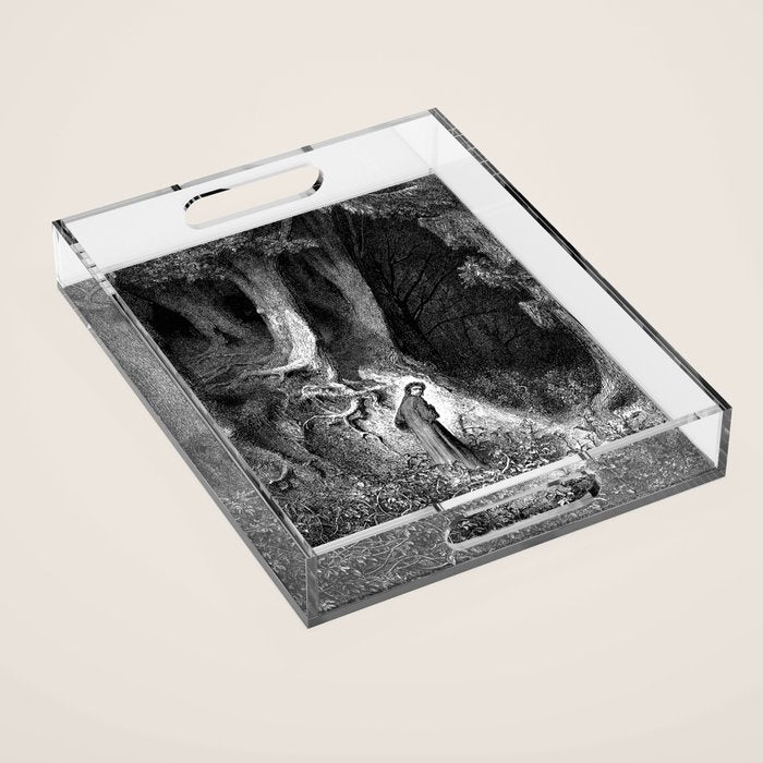 Walking In Dark Forest Divine Comedy Dante Gustave Dore Acrylic Tray Gallery Image 1