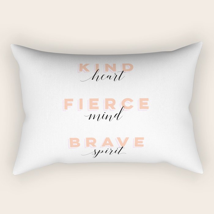 Girl Power - Kind Heart Fierce Mind Brave Spirit Rectangular Pillow Gallery Image 2