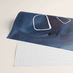 Minimalist Minimal Line Drawing Maze Dark Navy Blue Painting Mid Century Modern Cool Funky Trendy Wrapping Paper Gallery Image 2
