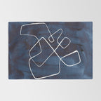 Minimalist Minimal Line Drawing Maze Dark Navy Blue Painting Mid Century Modern Cool Funky Trendy Rug Gallery Image 2