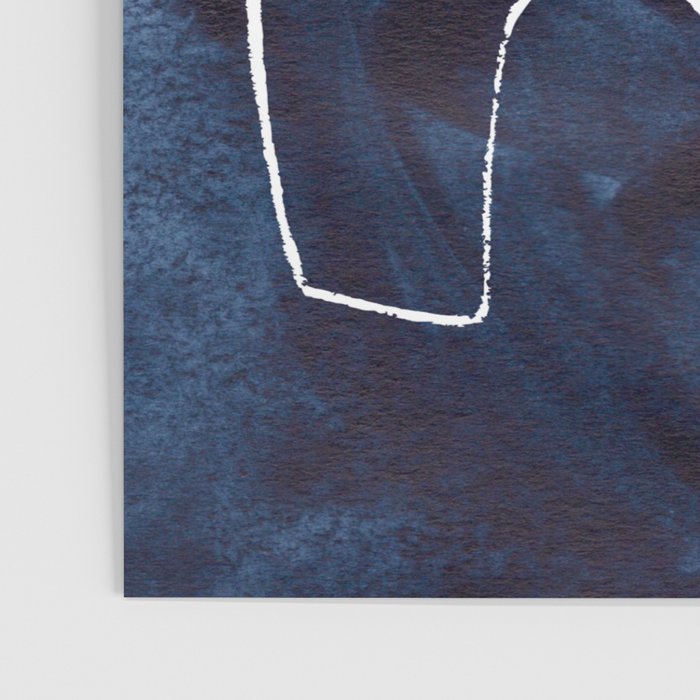 Minimalist Minimal Line Drawing Maze Dark Navy Blue Painting Mid Century Modern Cool Funky Trendy Poster Gallery Image 3