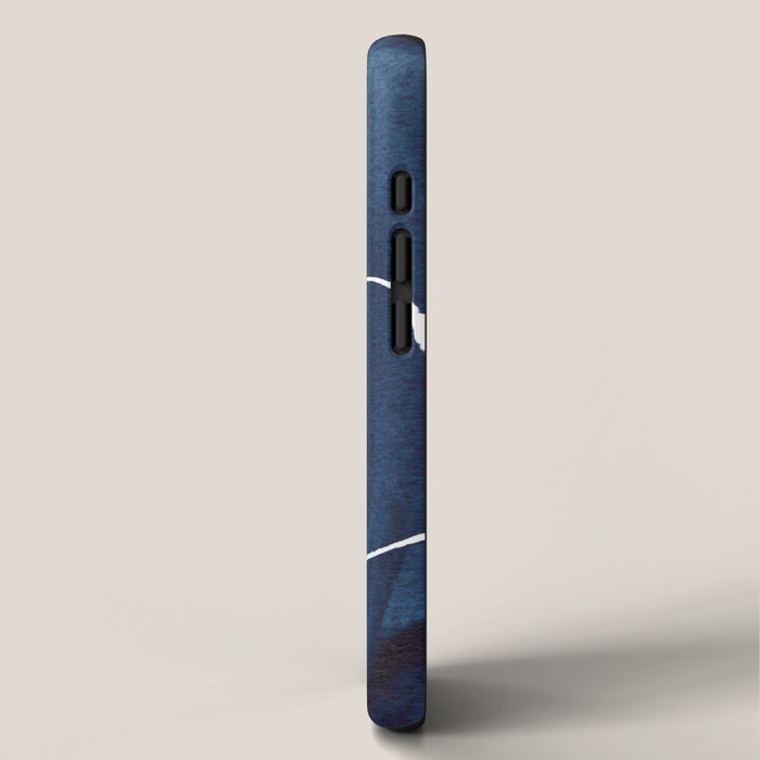 Minimalist Minimal Line Drawing Maze Dark Navy Blue Painting Mid Century Modern Cool Funky Trendy iPhone Case Gallery Image 2