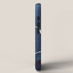 Minimalist Minimal Line Drawing Maze Dark Navy Blue Painting Mid Century Modern Cool Funky Trendy iPhone Case Gallery Image 2