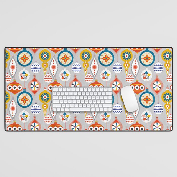 Retro christmas ornaments pattern Desk Mat Gallery Image 1