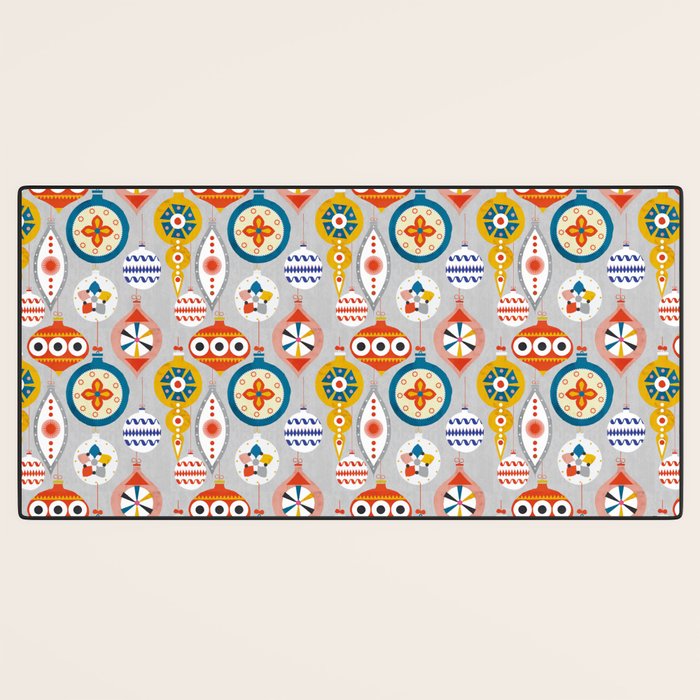 Retro christmas ornaments pattern Desk Mat Gallery Image 3