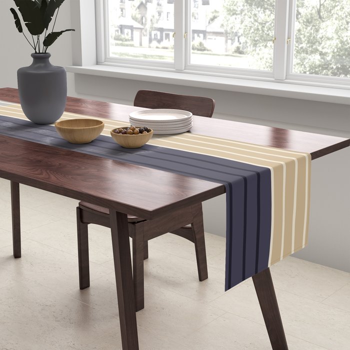 Color Block Line Abstract LIV Neutral Nautical Table Runner Gallery Image 2
