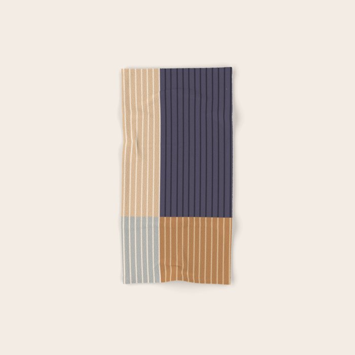 Color Block Line Abstract LIV Neutral Nautical Bath Towel Gallery Image 1