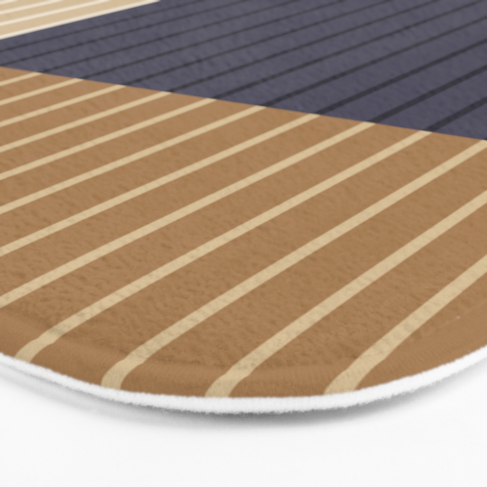 Color Block Line Abstract LIV Neutral Nautical Bath Mat Gallery Image 3