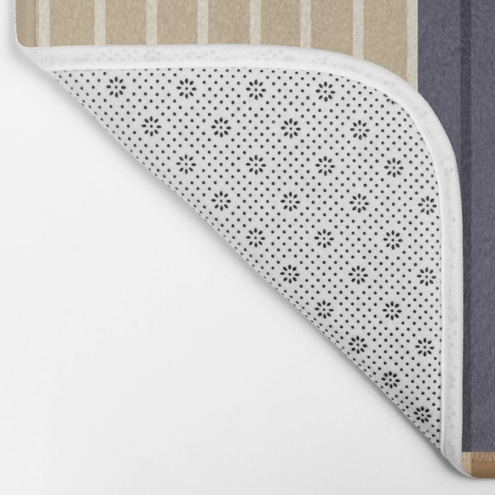 Color Block Line Abstract LIV Neutral Nautical Bath Mat Gallery Image 2