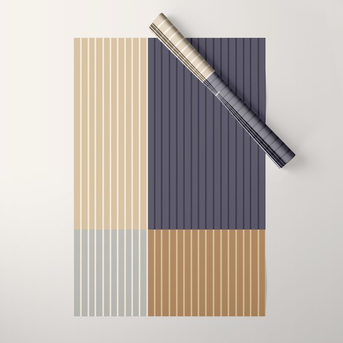 Color Block Line Abstract LIV Neutral Nautical Wrapping Paper Gallery Image 1