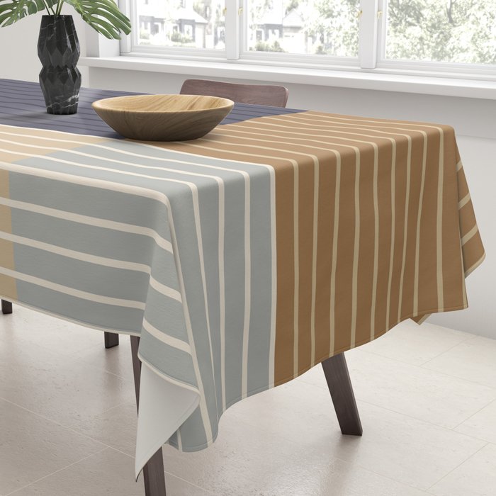Color Block Line Abstract LIV Neutral Nautical Tablecloth Gallery Image 3