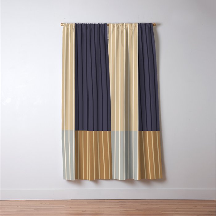 Color Block Line Abstract LIV Neutral Nautical Window Curtain Gallery Image 3