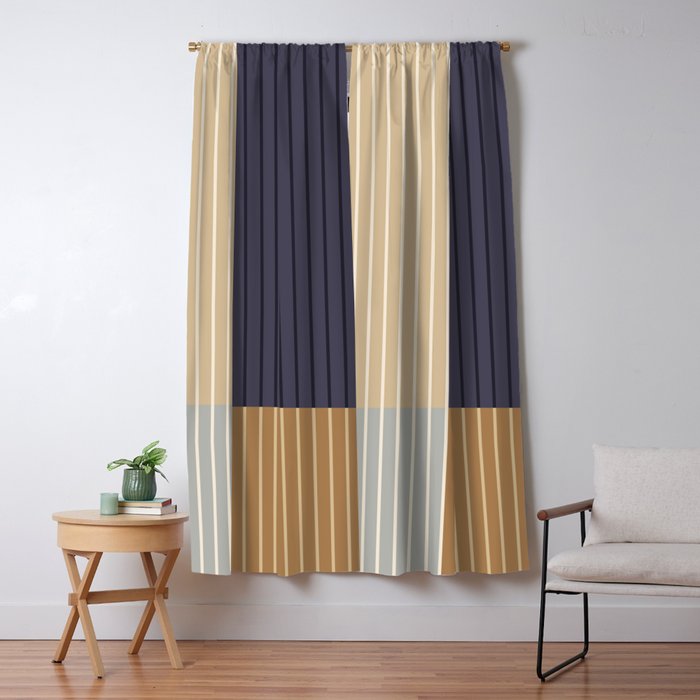 Color Block Line Abstract LIV Neutral Nautical Window Curtain Gallery Image 1