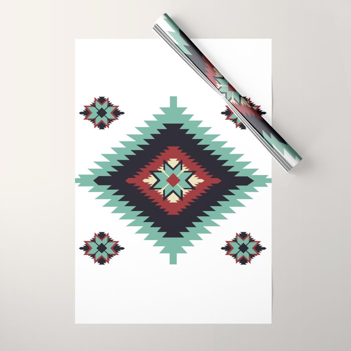 Southwest Santa Fe Geometric Tribal Indian Pattern Wrapping Paper Gallery Image 1