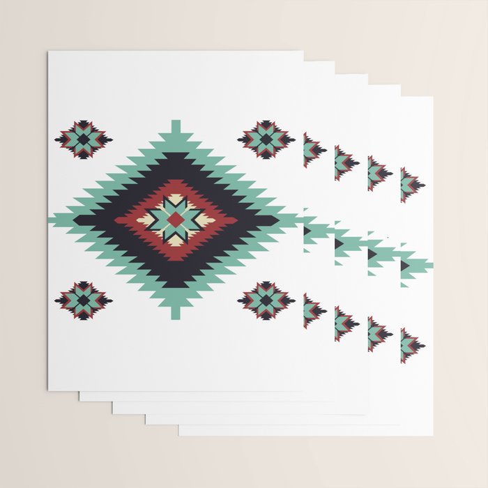 Southwest Santa Fe Geometric Tribal Indian Pattern Wrapping Paper Gallery Image 3