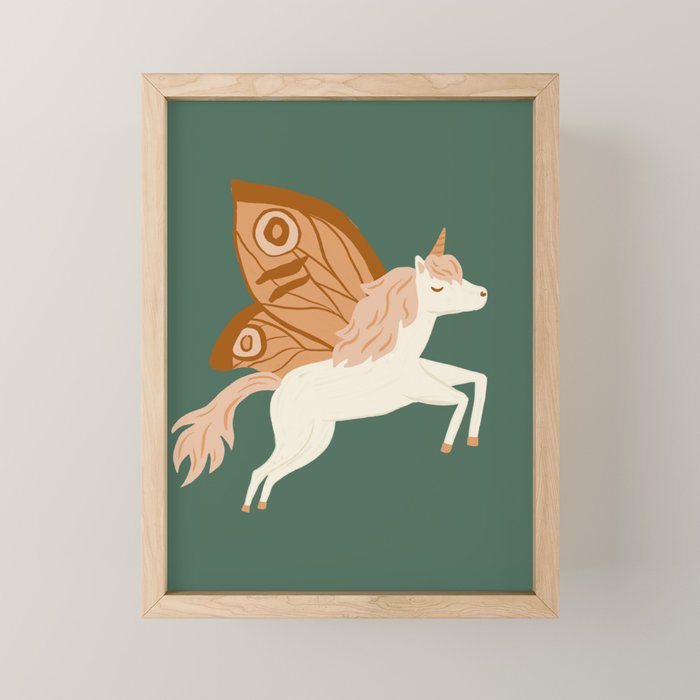 Butterfly Unicorns Frolicking in the Garden - Dark Mini Art Print Gallery Image 1