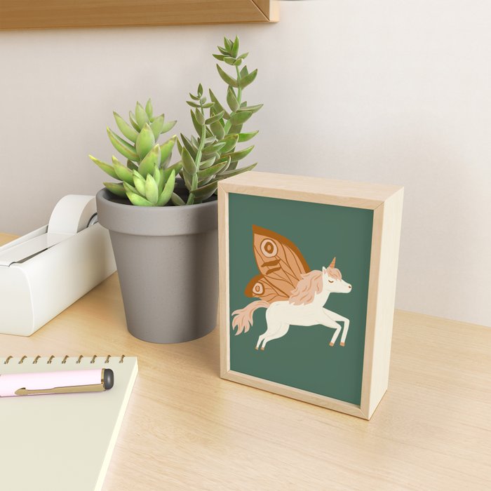 Butterfly Unicorns Frolicking in the Garden - Dark Mini Art Print Gallery Image 2