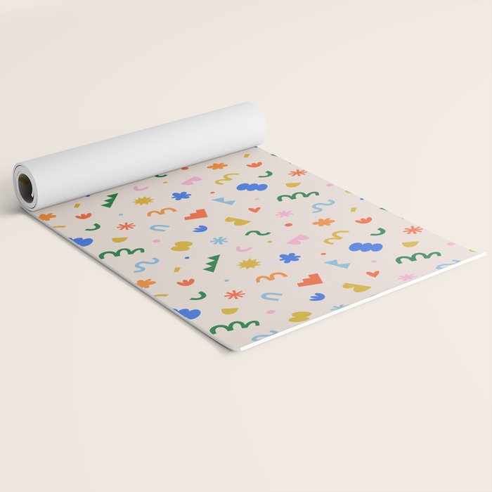 Fun colorful abstract organic shape art pattern Yoga Mat Gallery Image 2