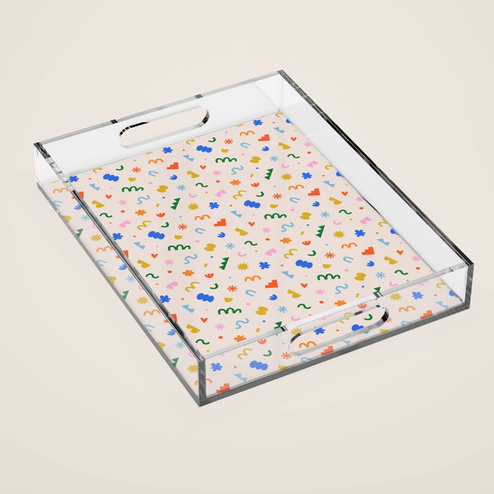Fun colorful abstract organic shape art pattern Acrylic Tray Gallery Image 1
