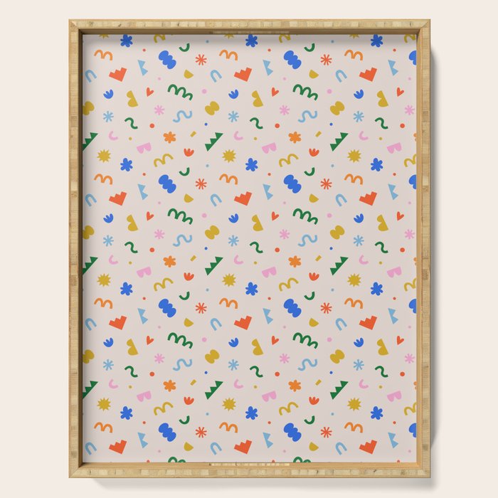 Fun colorful abstract organic shape art pattern Serving Tray Gallery Image 1