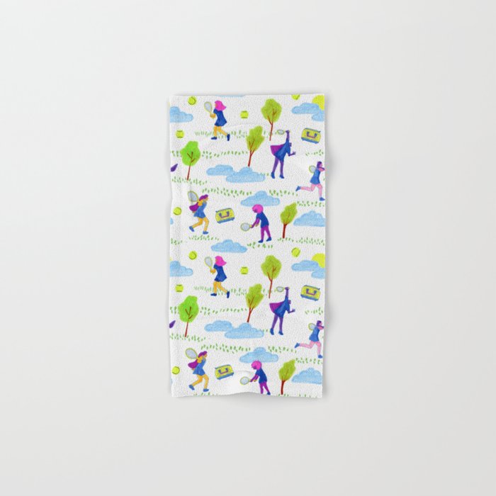 Let's Play Tennis in White & Blue Bath Towel Gallery Image 1
