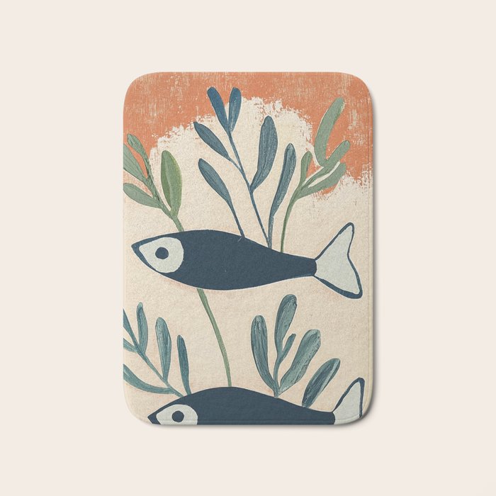Two Swimming Fish Bath Mat Gallery Image 1