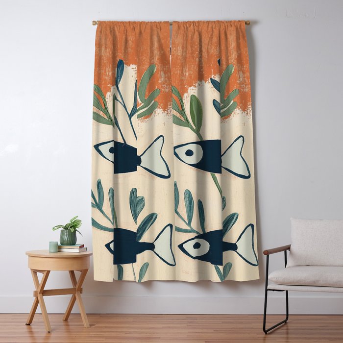 Two Swimming Fish Window Curtain Gallery Image 1