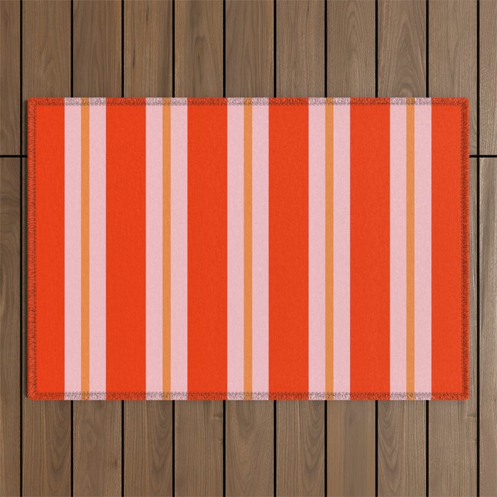 Bold Stripes Orange Orange Pink Outdoor Rug Gallery Image 1