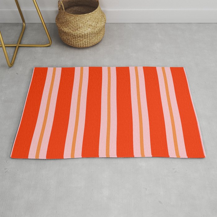 Bold Stripes Orange Orange Pink Rug Gallery Image 1