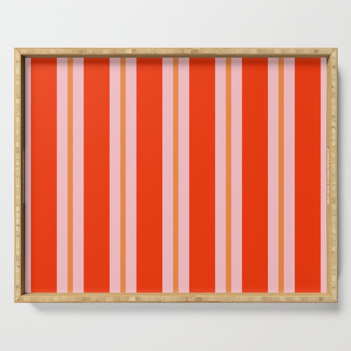 Bold Stripes Orange Orange Pink Serving Tray Gallery Image 1