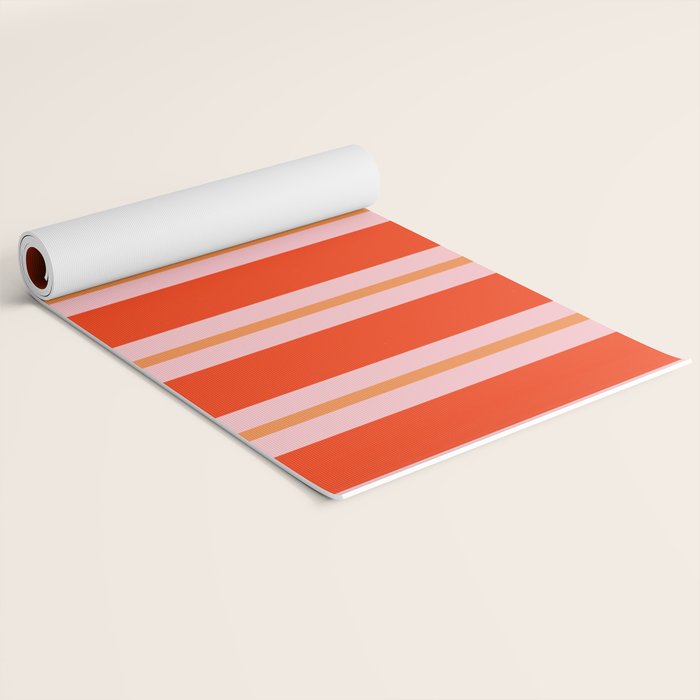 Bold Stripes Orange Orange Pink Yoga Mat Gallery Image 2