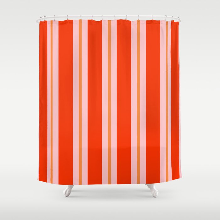 Bold Stripes Orange Orange Pink Shower Curtain Gallery Image 1
