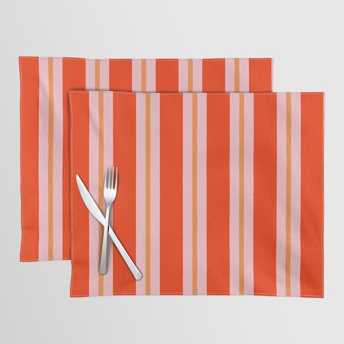 Bold Stripes Orange Orange Pink Placemat Gallery Image 1