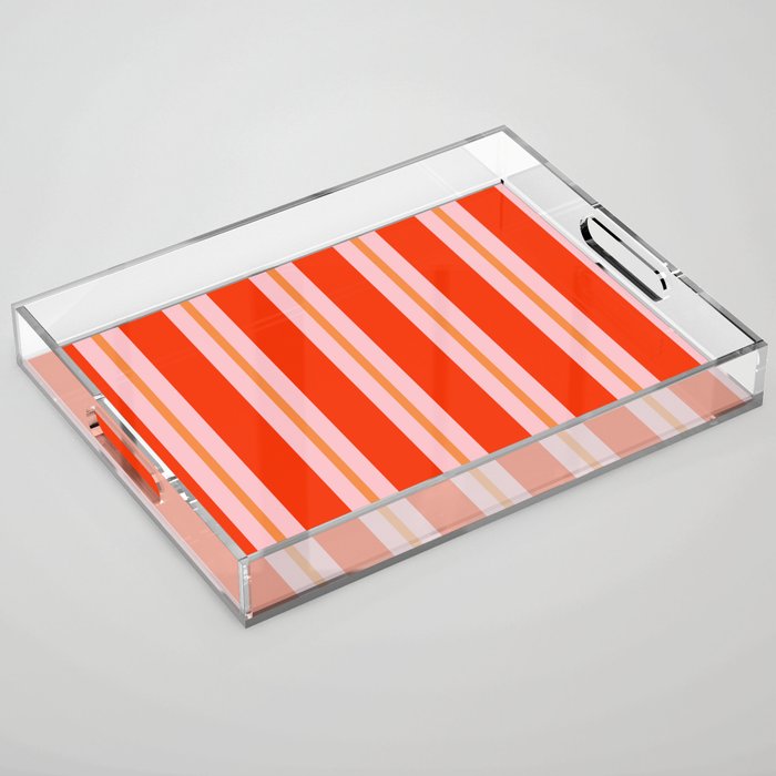 Bold Stripes Orange Orange Pink Acrylic Tray Gallery Image 1