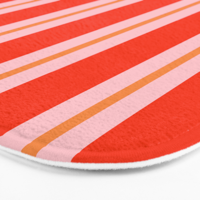 Bold Stripes Orange Orange Pink Bath Mat Gallery Image 3