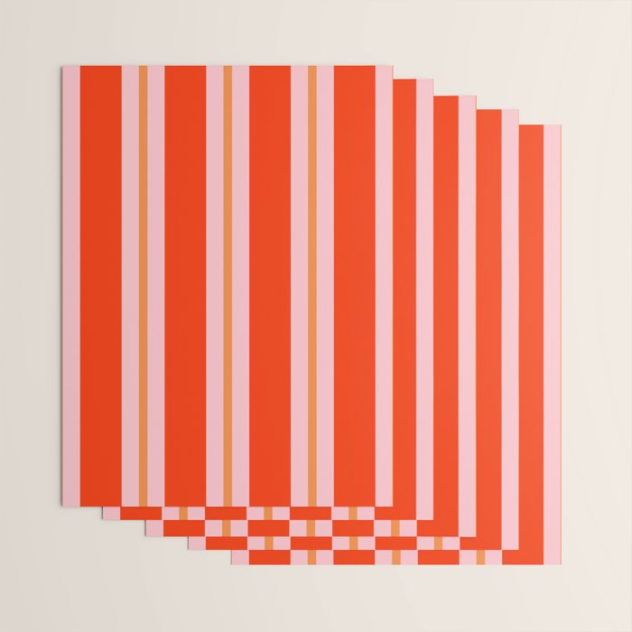 Bold Stripes Orange Orange Pink Wrapping Paper Gallery Image 3