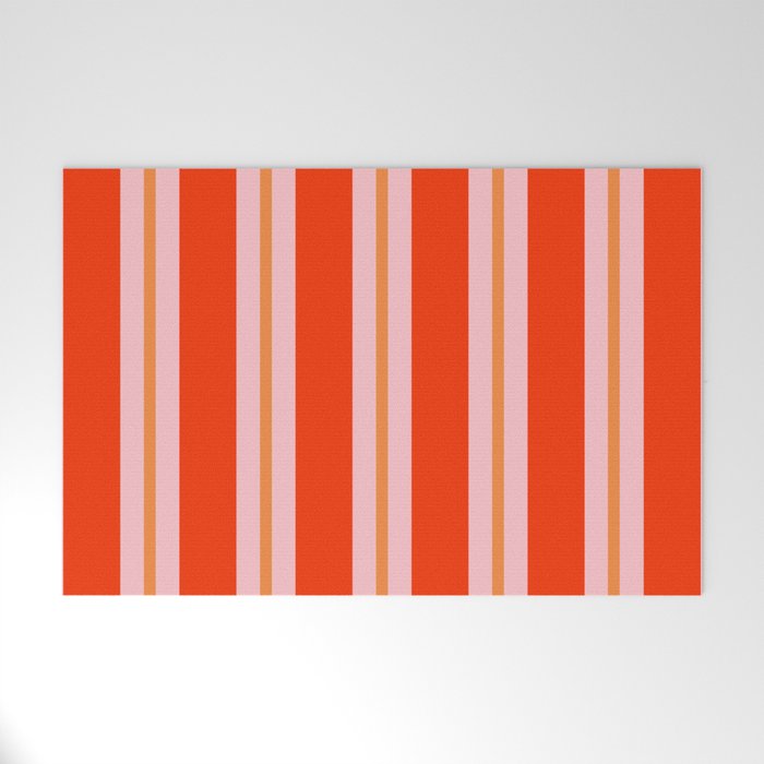 Bold Stripes Orange Orange Pink Welcome Mat Gallery Image 1