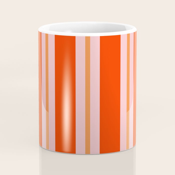 Bold Stripes Orange Orange Pink Coffee Mug Gallery Image 4