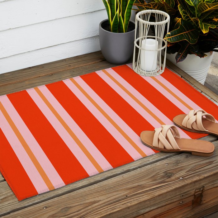Bold Stripes Orange Orange Pink Outdoor Rug Gallery Image 2