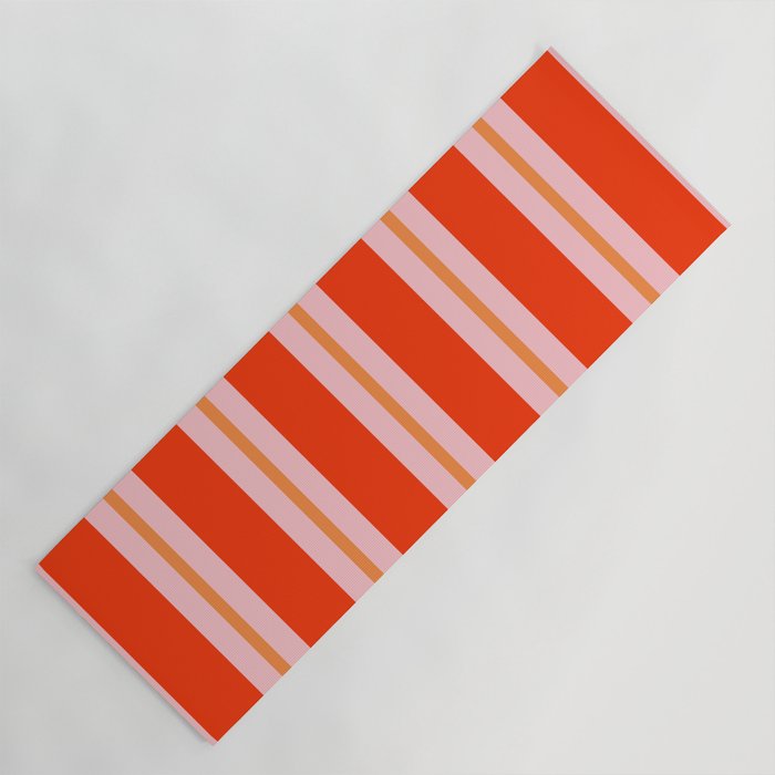 Bold Stripes Orange Orange Pink Yoga Mat Gallery Image 1