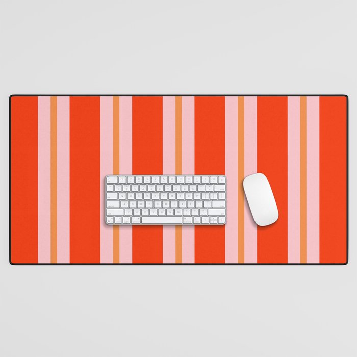 Bold Stripes Orange Orange Pink Desk Mat Gallery Image 1