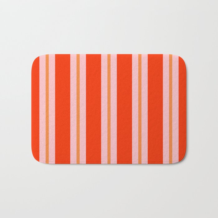 Bold Stripes Orange Orange Pink Bath Mat Gallery Image 1