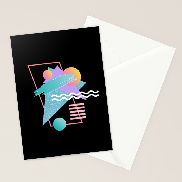 80s Retrowave Design - Memphis Pattern 135 Stationery Card Gallery Image 2