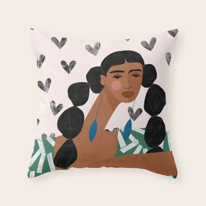 Boho Valentine Braids Throw Pillow Gallery Image 6