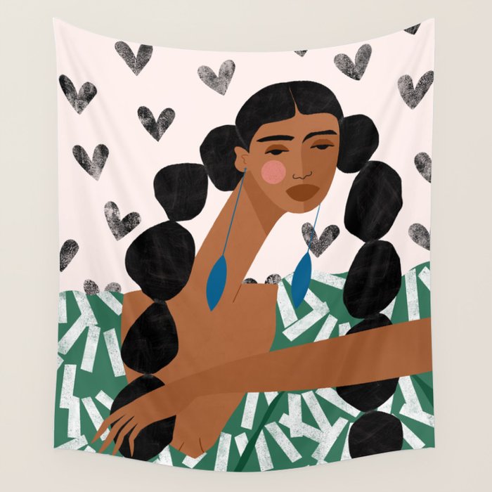 Boho Valentine Braids Wall Tapestry Gallery Image 1