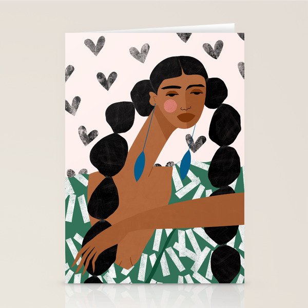 Boho Valentine Braids Stationery Card Gallery Image 2