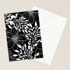 Floral Prints and Leaves, Line Art, Black and White Stationery Card Gallery Image 2