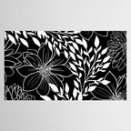 Floral Prints and Leaves, Line Art, Black and White Tablecloth Gallery Image 2